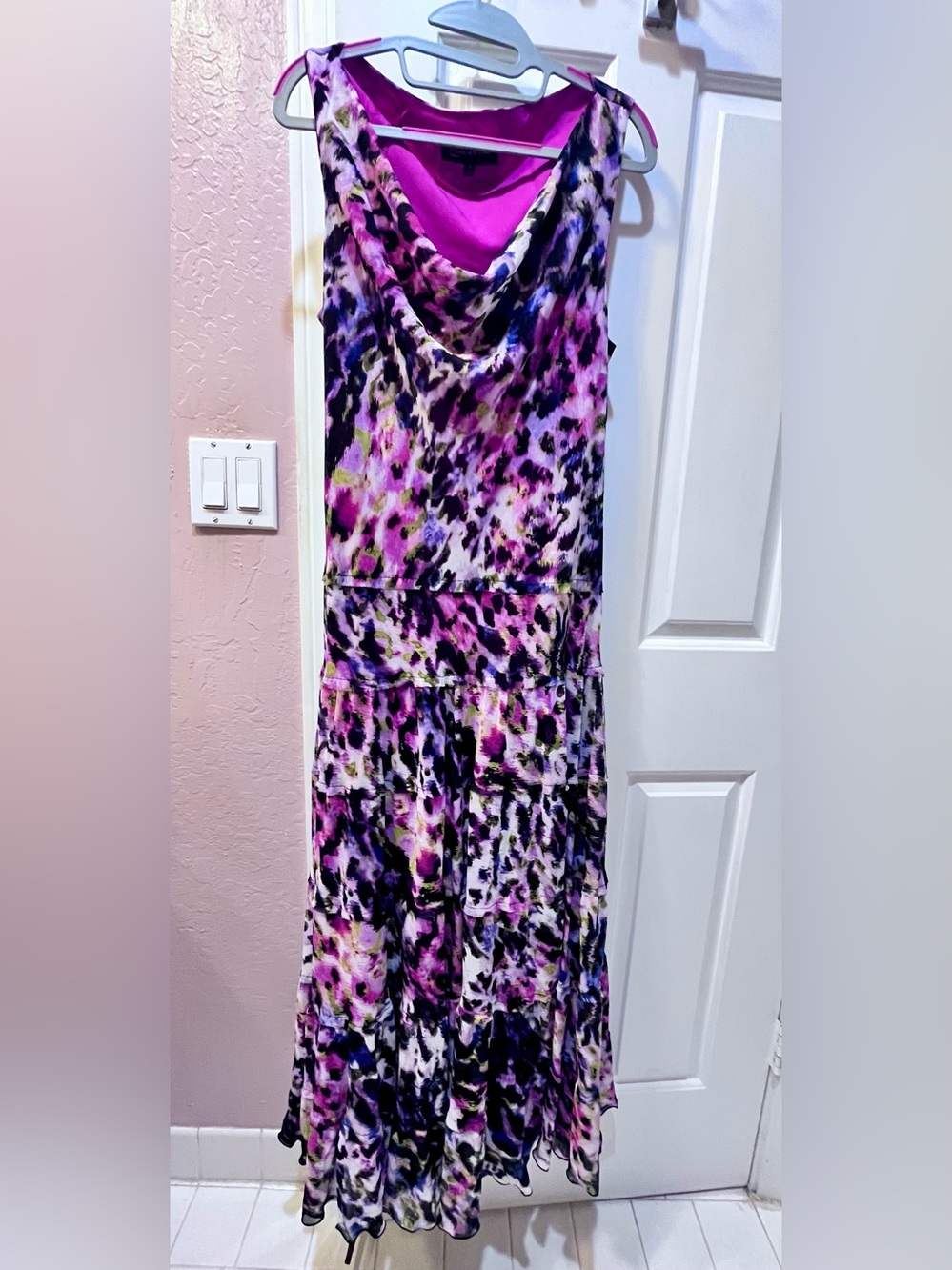 Jones New York Purple and Black Printed Maxi Dress